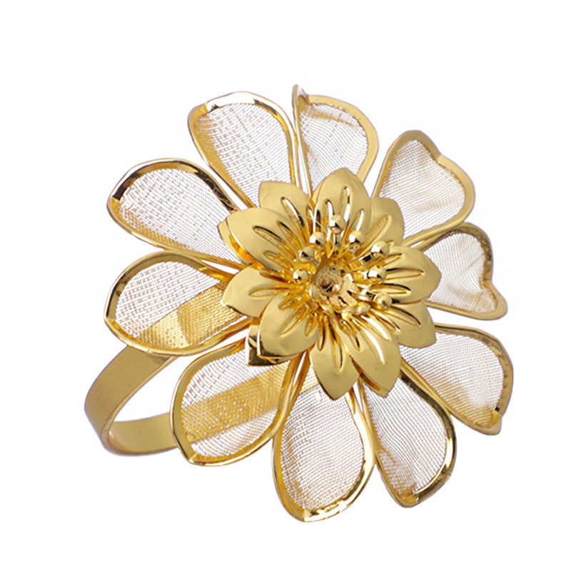 Wholesale Simulated Flower Stainless Steel Napkin Rings